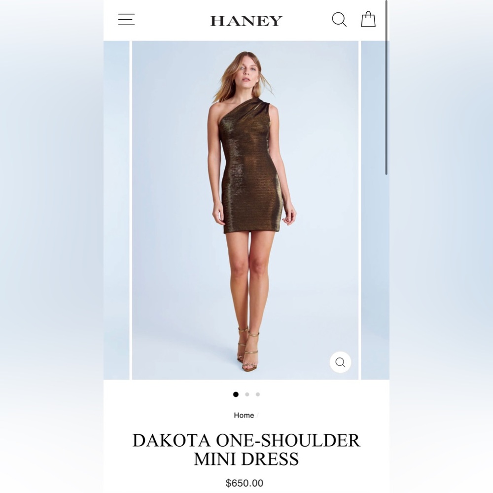Haney one shoulder gold dress